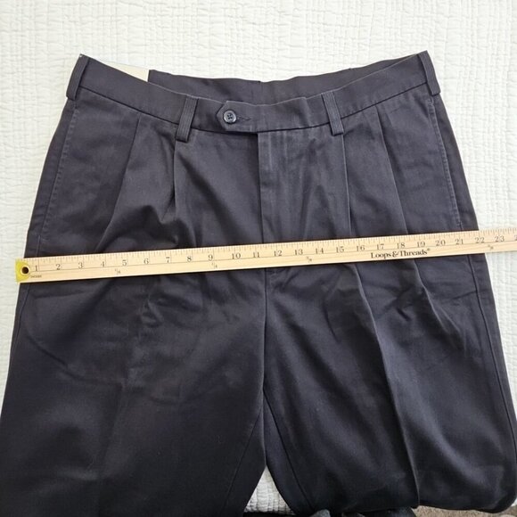 Savane Pleated Pants Men's 36x29 Dark Ink No Iron Comfort Waistband Pleated NWT - Picture 6 of 13